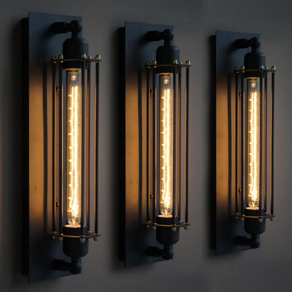 Industrial style iron flute wall lamp